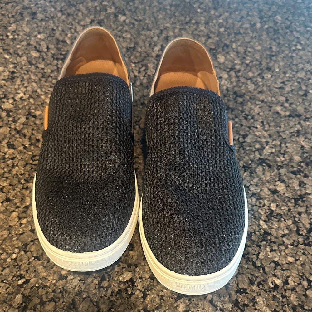 OluKai Black Mesh Slip-On Loafers